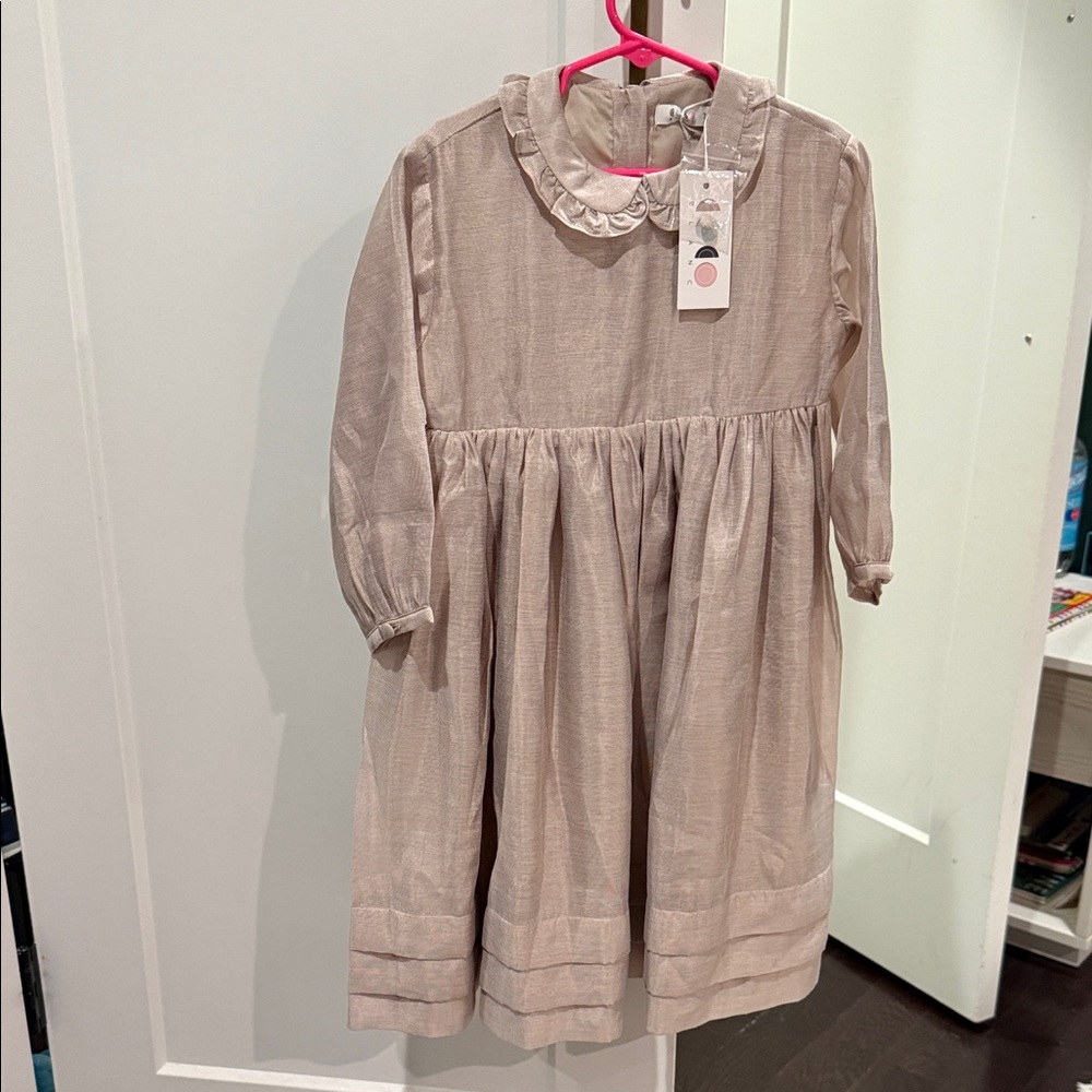 Coco Blanc  Kids Dress in Soft Beige